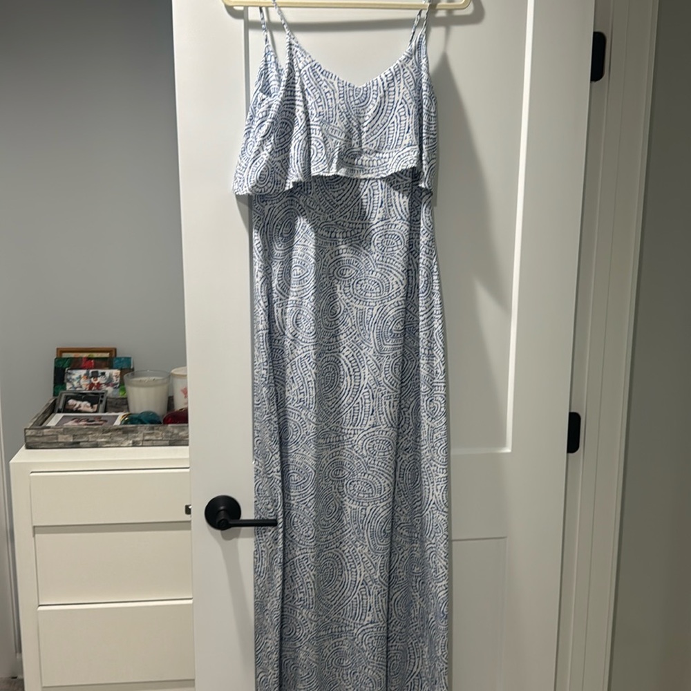 Intermix brand blue and white maxi dress size small
